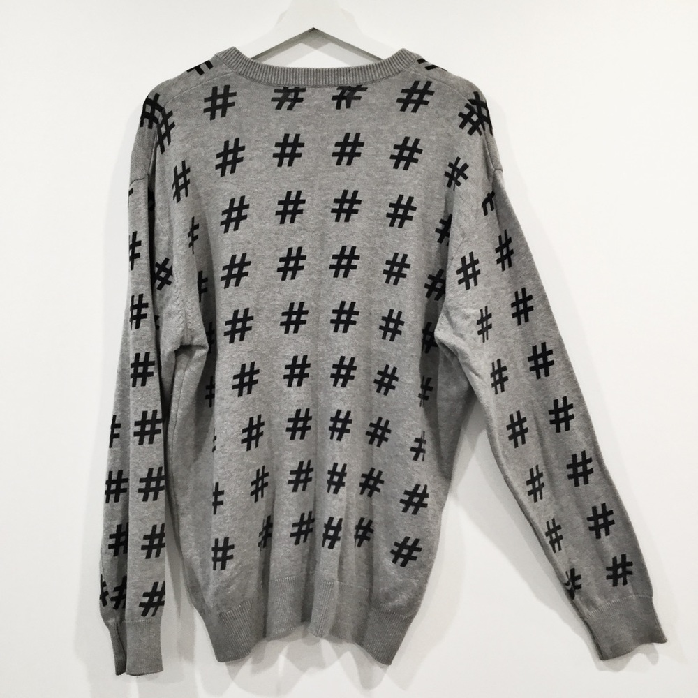 Zara Basic Grey Navy Hashtag Cottage Men's Sweater Sz XL - Picture 5 of 7